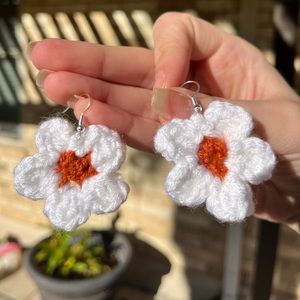 Crotchet flower earrings.